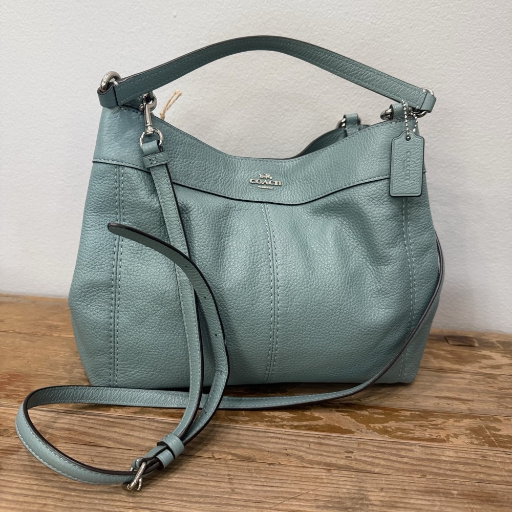 Coach Small Lexy Shoulder Bag Pebbled Leather Teal Blue Aqua F28992 Crossbody